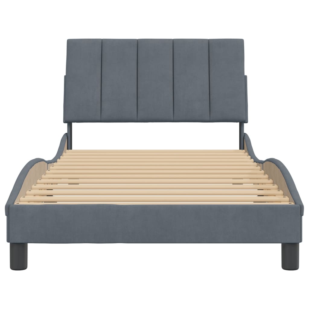 vidaXL Estrutura de cama sem colchão Hanko 100x203 cm veludo cinza-escuro