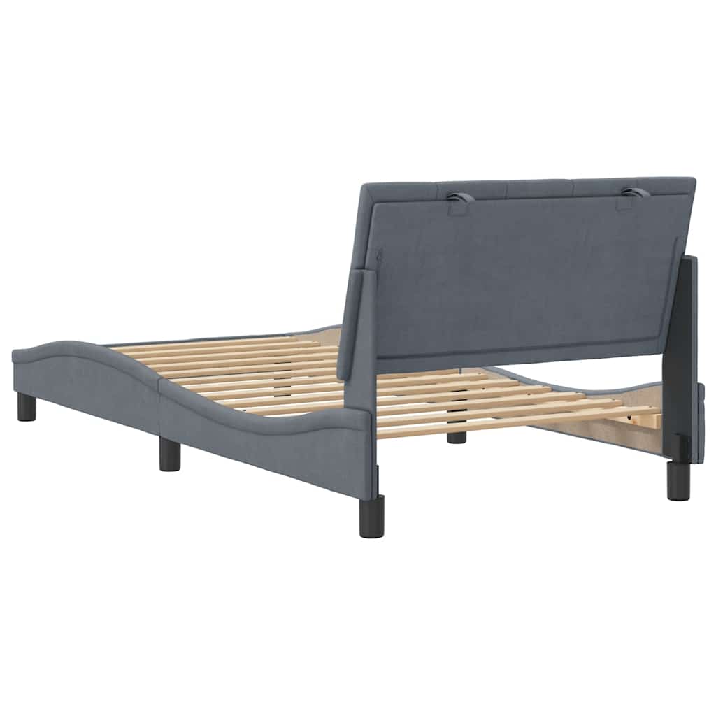 vidaXL Estrutura de cama sem colchão Hanko 100x203 cm veludo cinza-escuro