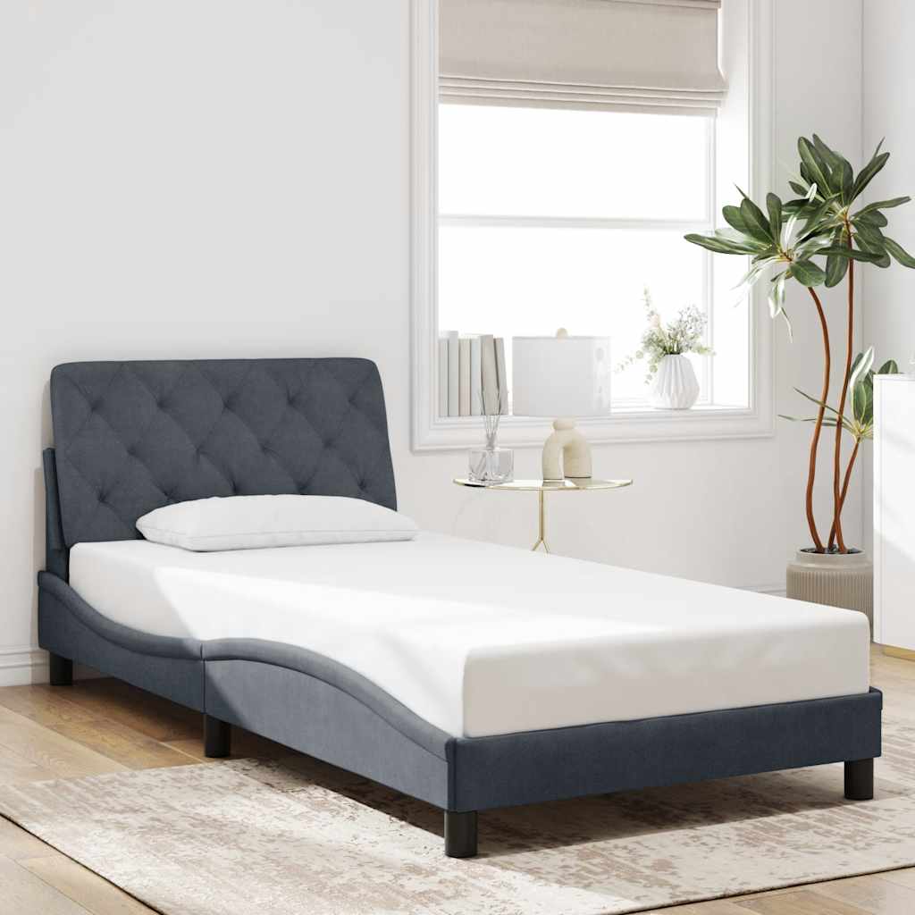 vidaXL Estrutura de cama sem colchão 100x203 cm veludo cinza-escuro