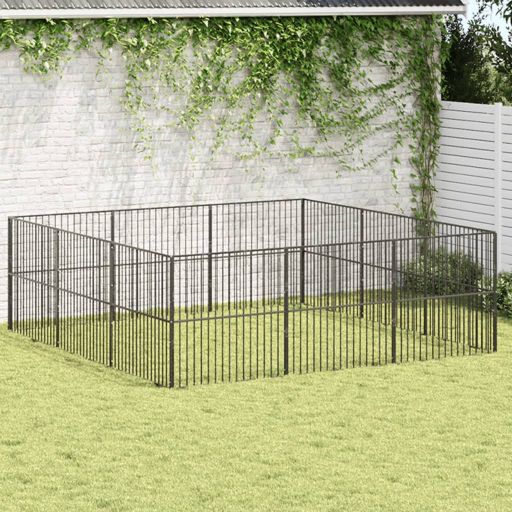 vidaXL Parque para cães com 4 painéis aço galvanizado preto