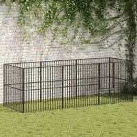 vidaXL Parque para cães com 4 painéis aço galvanizado preto