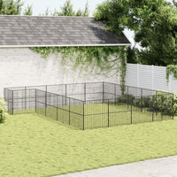 vidaXL Parque para cães com 4 painéis aço galvanizado preto