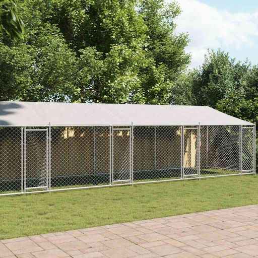 vidaXL Jaula para cão com telhado/porta 2x2x2 m aço galvanizado cinza