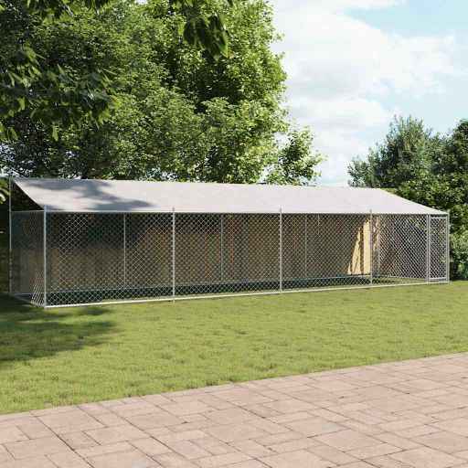 vidaXL Jaula para cão com telhado/porta 2x2x2 m aço galvanizado cinza