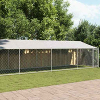 vidaXL Jaula para cão com telhado/porta 2x2x2 m aço galvanizado cinza
