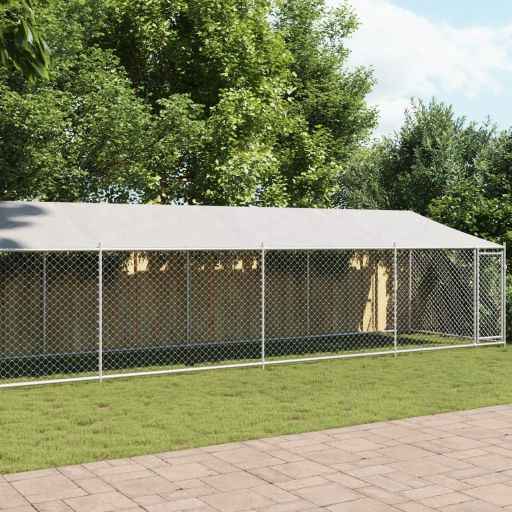 vidaXL Jaula para cão com telhado/porta 2x2x2 m aço galvanizado cinza