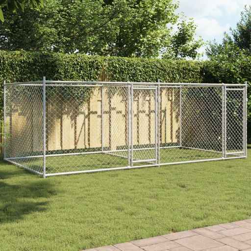 vidaXL Jaula para cão com porta 2x2x1,5 m aço galvanizado cinzento