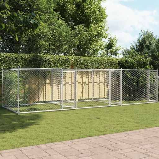 vidaXL Jaula para cão com porta 2x2x1,5 m aço galvanizado cinzento
