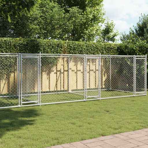 vidaXL Jaula para cão com porta 2x2x1,5 m aço galvanizado cinzento
