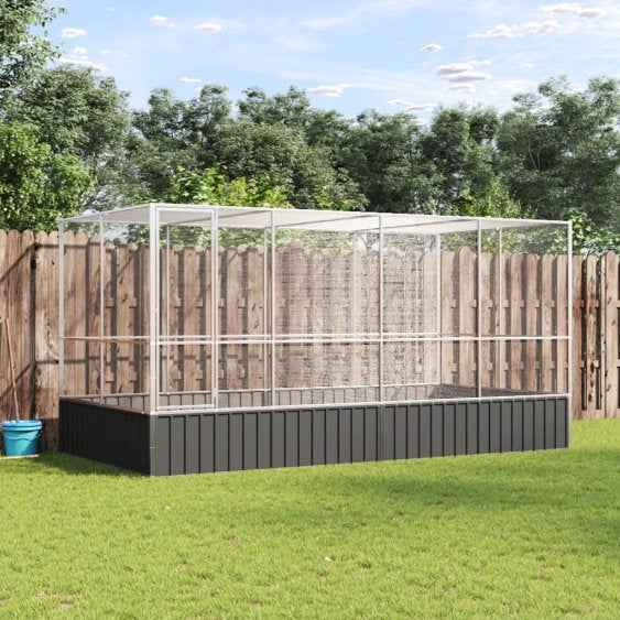 vidaXL Aviário 210,5x107x212 cm aço prateado