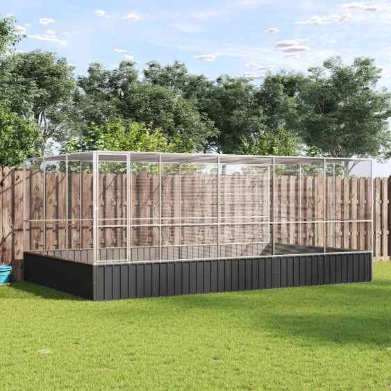 vidaXL Aviário 210,5x107x212 cm aço prateado