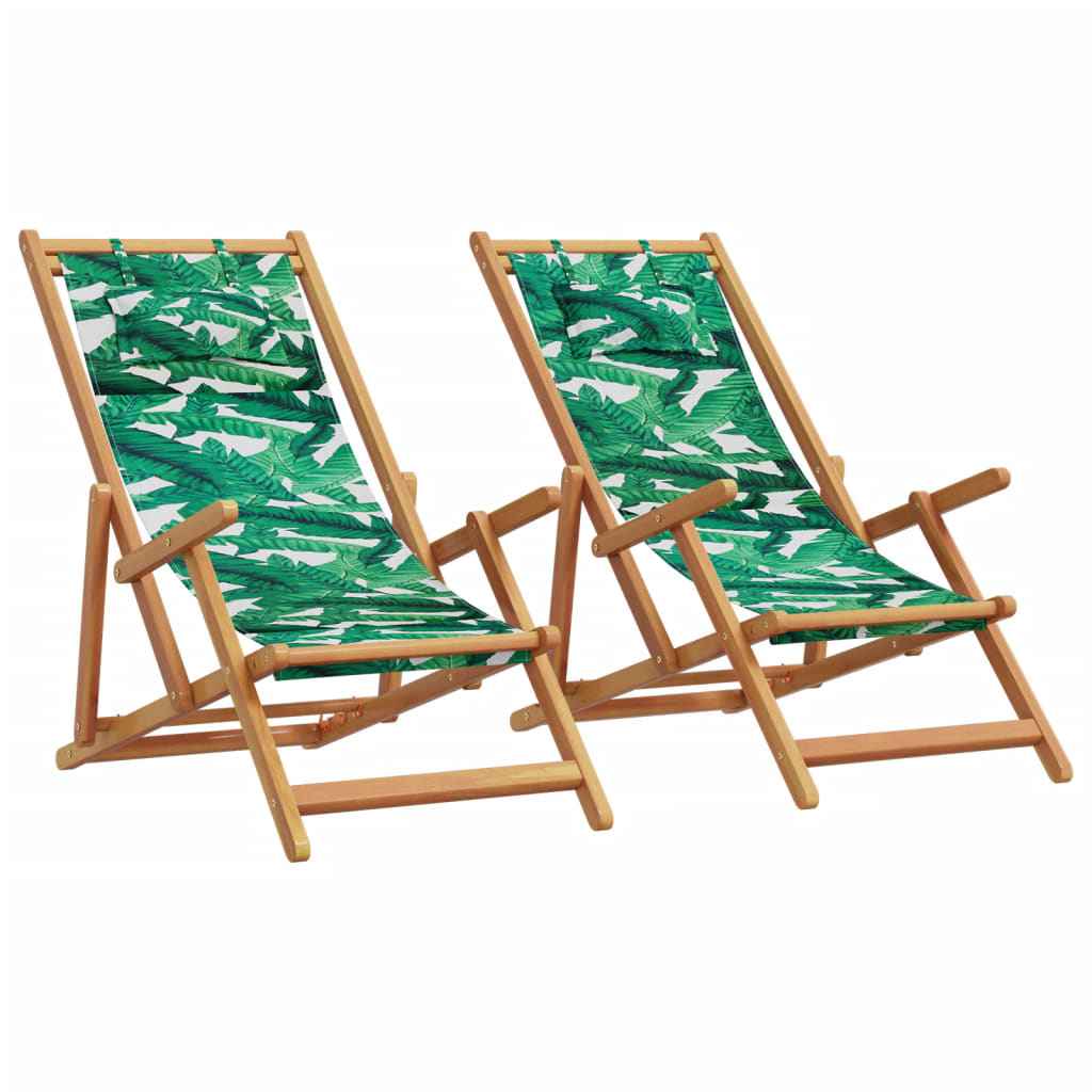 vidaXL Cadeira de praia dobrável madeira eucalipto maciça/tecido creme