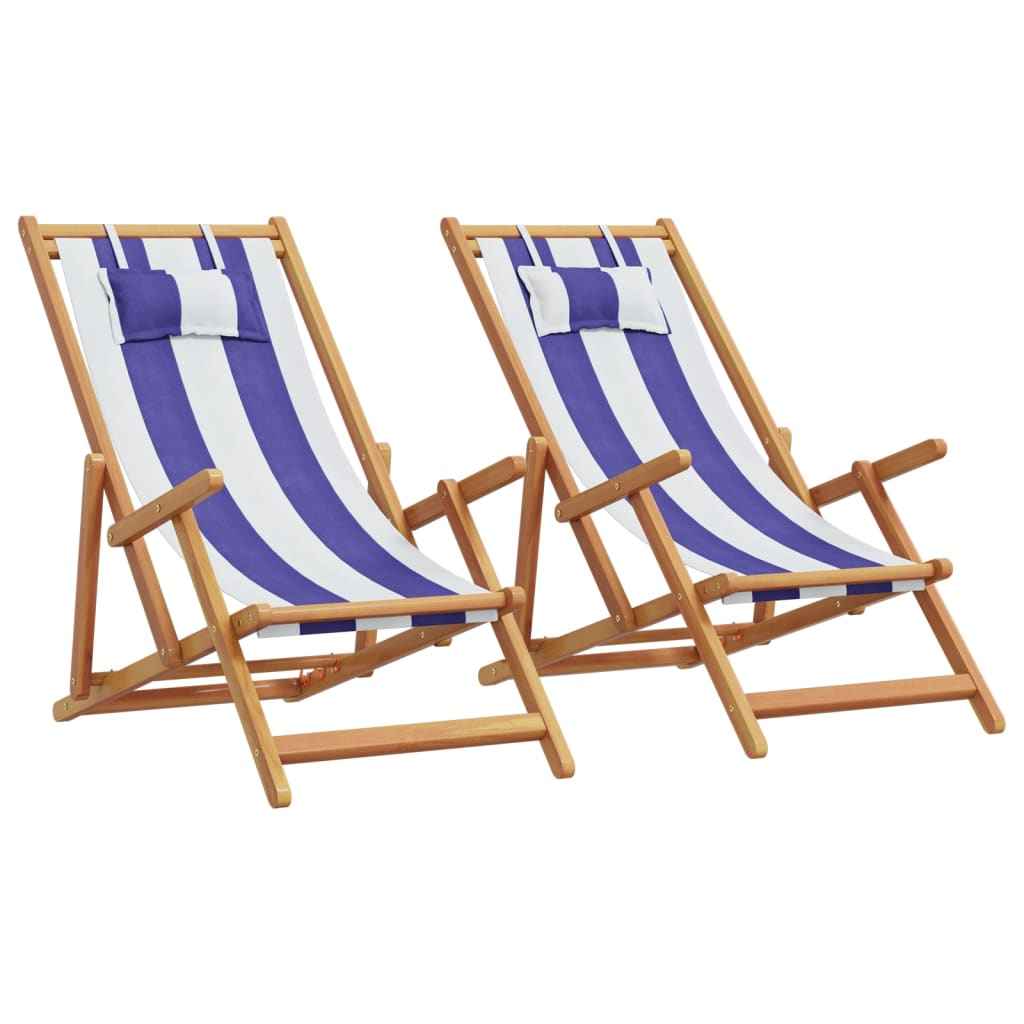 vidaXL Cadeira de praia dobrável madeira eucalipto maciça/tecido creme
