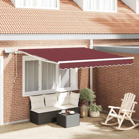 vidaXL Toldo retrátil manual com LED 300x250 cm azul e branco