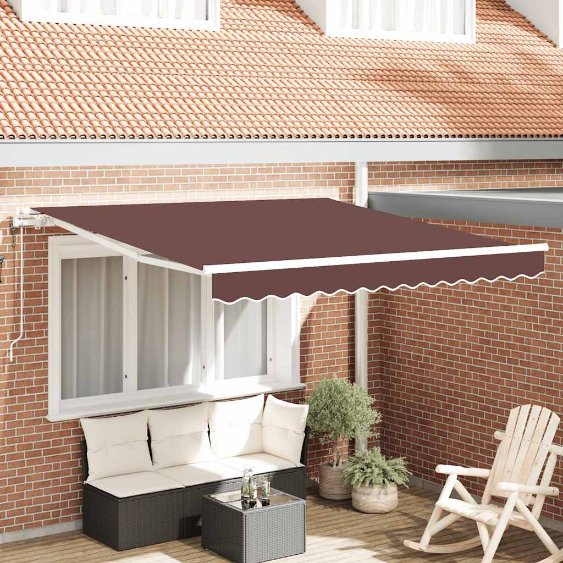 vidaXL Toldo retrátil automático 400x300 cm laranja e castanho