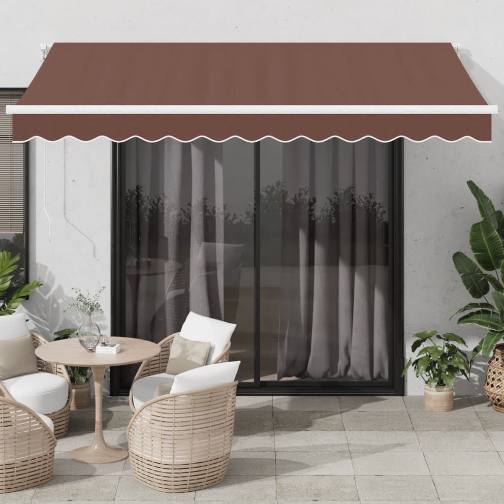 vidaXL Toldo retrátil manual com LED 300x250 cm azul e branco