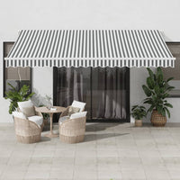 vidaXL Toldo retrátil manual com LED 300x250 cm azul e branco