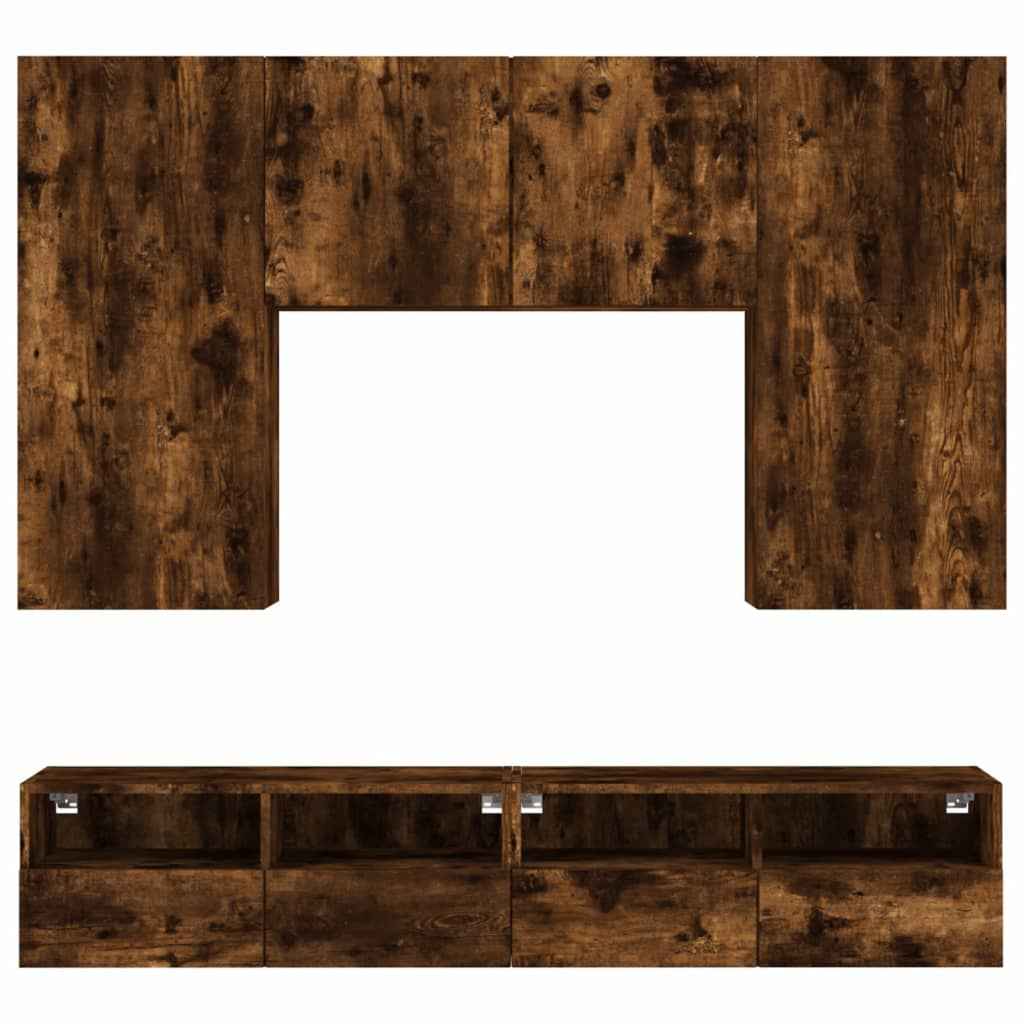 vidaXL 5 pcs móveis de parede p/ TV derivados madeira carvalho fumado