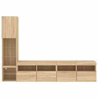 vidaXL 4pcs móveis parede p/ TV c/ LEDs deriv. madeira carvalho sonoma