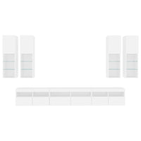 vidaXL 7 pcs conjunto de móveis de parede para TV com luzes LED branco