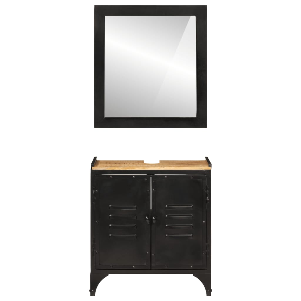 vidaXL 2 pcs conj. móveis p/ casa de banho ferro e mangueira maciça