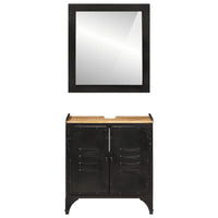 vidaXL 2 pcs conj. móveis p/ casa de banho ferro e mangueira maciça