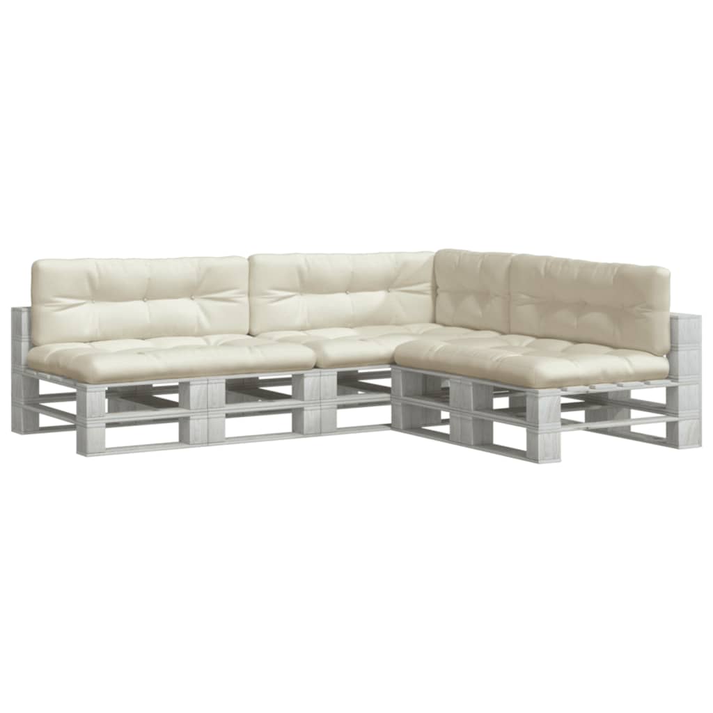 vidaXL Almofadões para móveis de paletes 7 pcs tecido cinzento