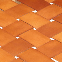 vidaXL Banco 110 cm couro genuíno e mangueira maciça castanho