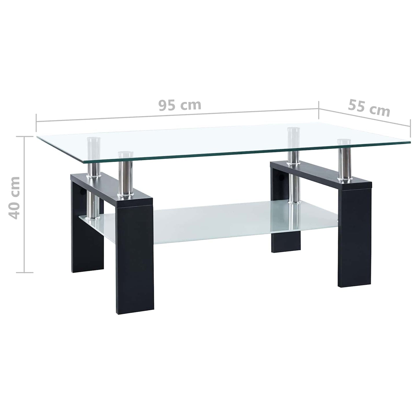vidaXL Mesa de centro Preto 55 x 96 x 40,5 cm