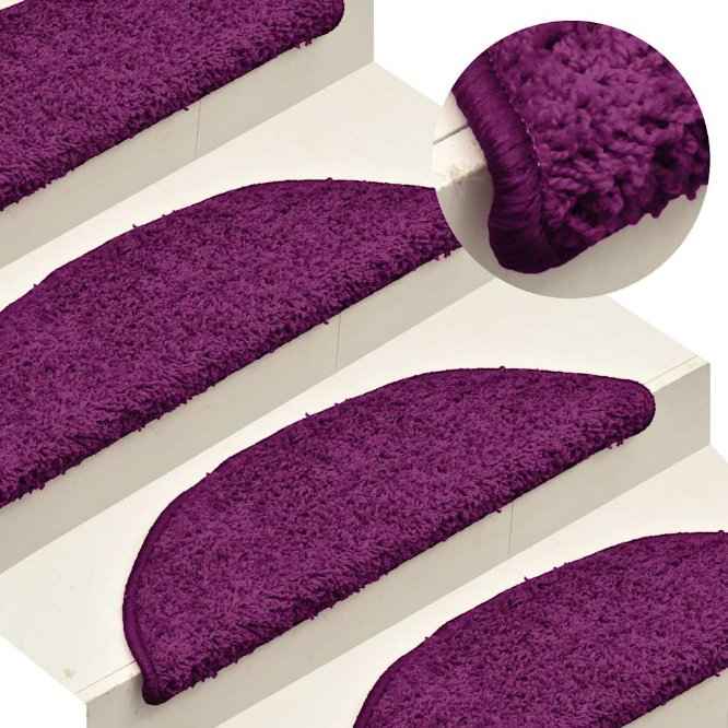 vidaXL Tapetes de escada 15 peças 56x17x3 cm cinza semicircular