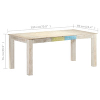 vidaXL Mesa de jantar 180x90x76 cm madeira de mangueira maciça branco