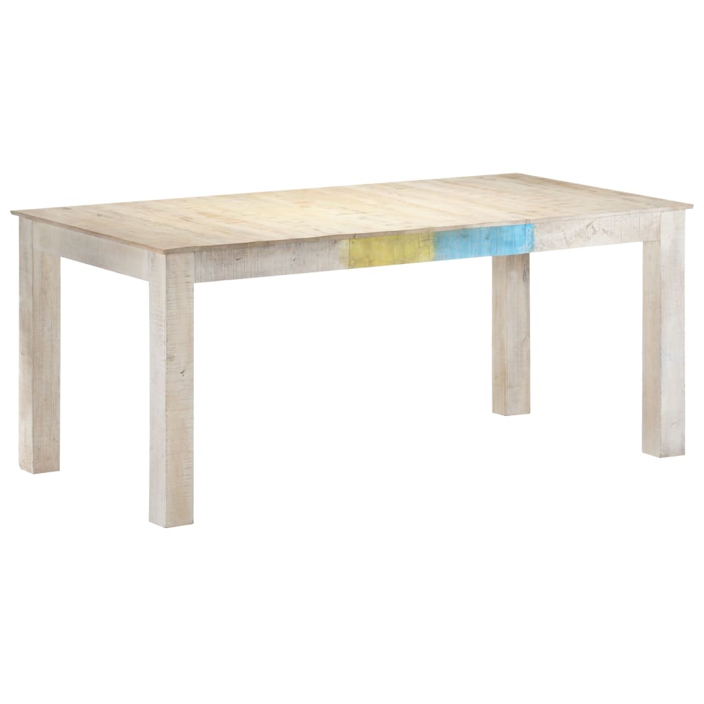 vidaXL Mesa de jantar 180x90x76 cm madeira de mangueira maciça branco