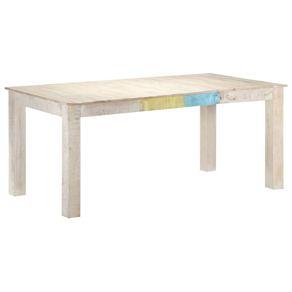 vidaXL Mesa de jantar 180x90x76 cm madeira de mangueira maciça branco