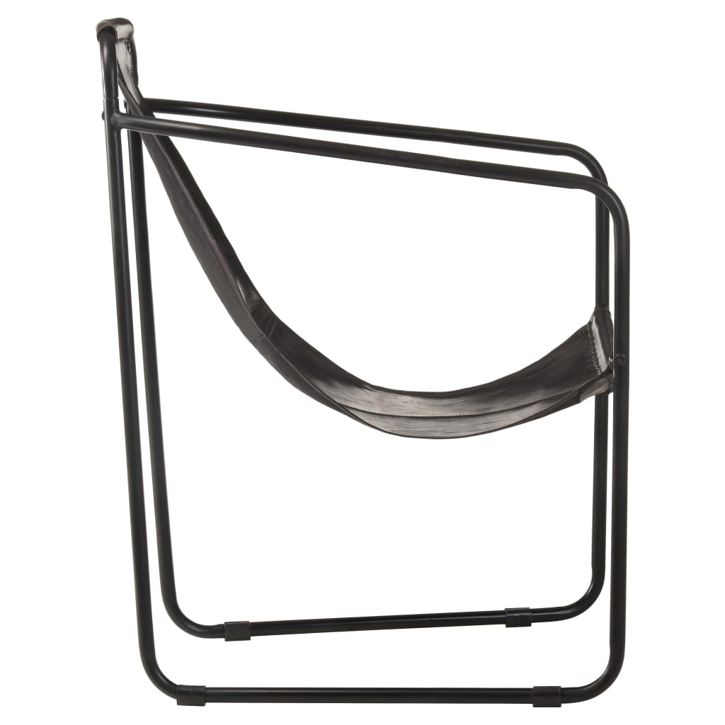 vidaXL Cadeira com apoio de braços em couro genuíno preto