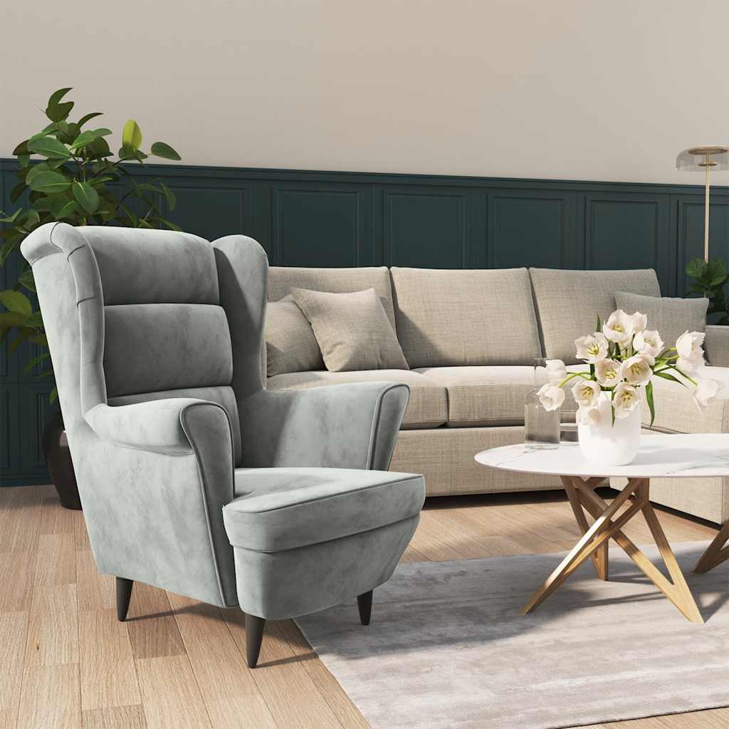 vidaXL Poltrona de descanso com banco veludo azul