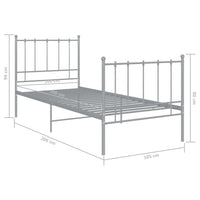 vidaXL Estrutura de cama 100x200 cm metal cinzento