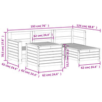 vidaXL 5 pcs conjunto de sofás de jardim madeira pinho maciça branco