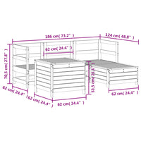 vidaXL 5 pcs conjunto de sofás de jardim madeira pinho maciça branco
