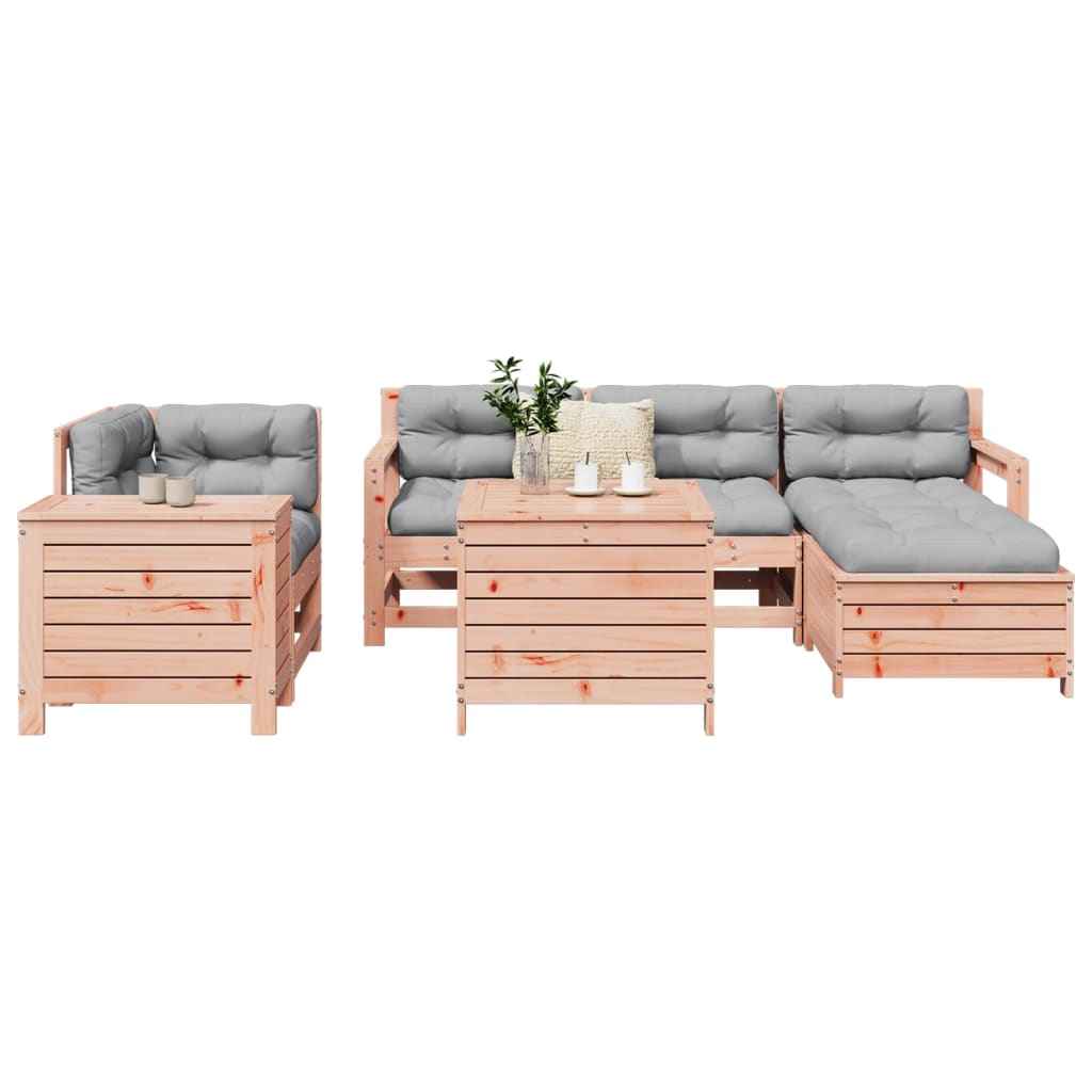vidaXL 7 pcs conjunto sofás jardim madeira abeto-de-douglas