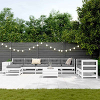 vidaXL 10 pcs conjunto sofás de jardim madeira de pinho maciço branco