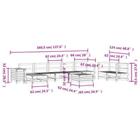 vidaXL 10 pcs conjunto sofás de jardim madeira de pinho maciço branco