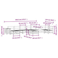 vidaXL 10 pcs conjunto sofás jardim madeira abeto-de-douglas