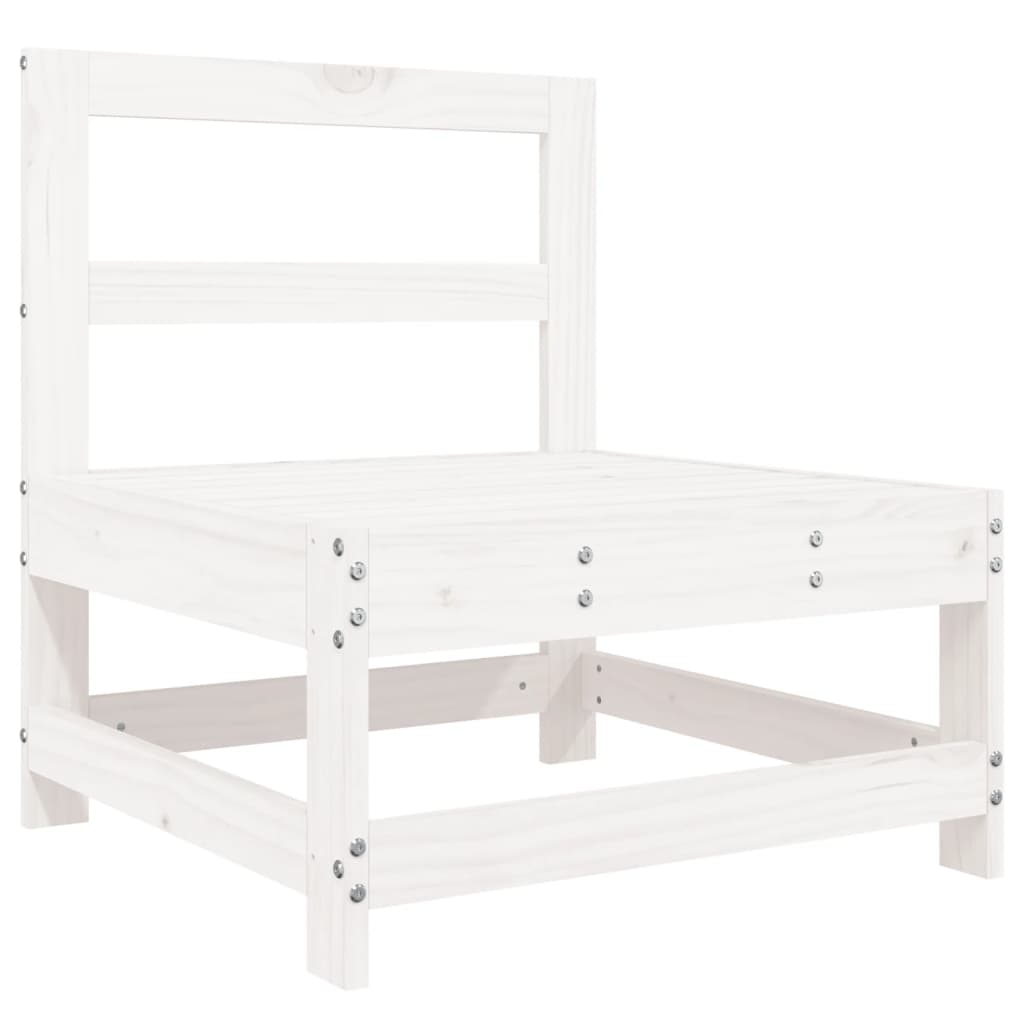 vidaXL 10 pcs conjunto sofás de jardim madeira de pinho maciço branco