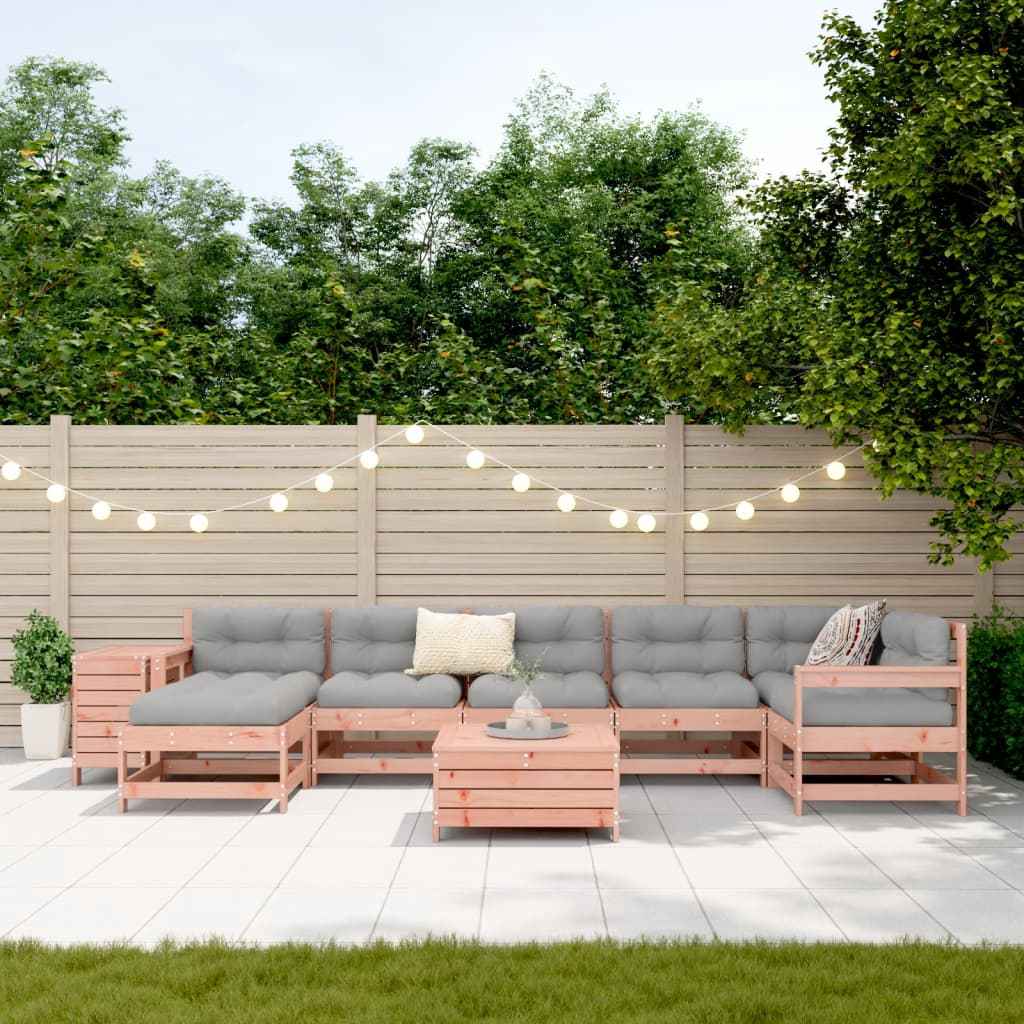 vidaXL 9 pcs conjunto sofás jardim madeira abeto-de-douglas