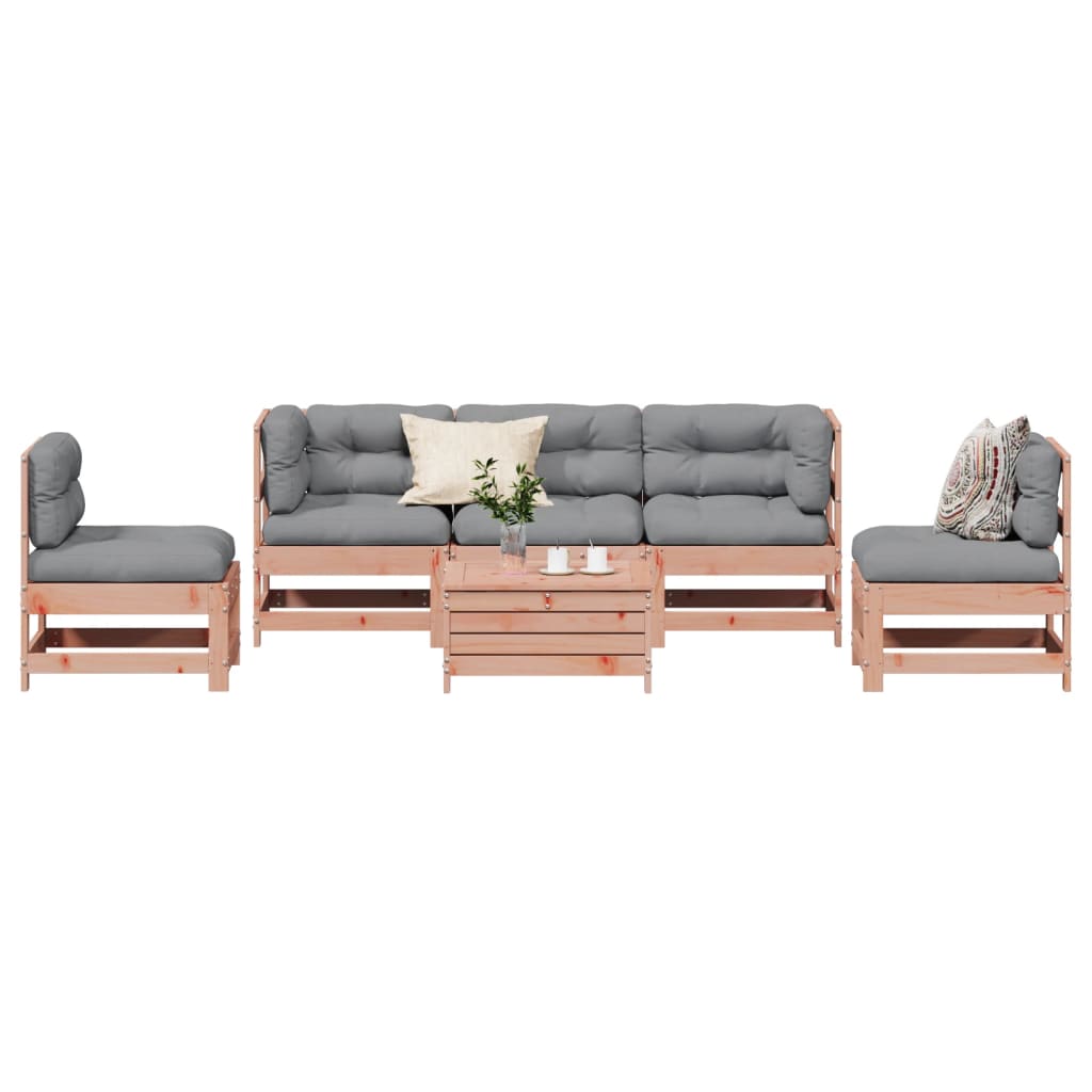 vidaXL 6 pcs conj. lounge jardim c/ almofadões madeira douglas maciça