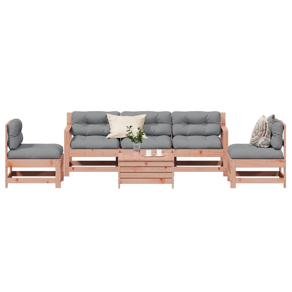 vidaXL 6 pcs conj. lounge jardim c/ almofadões madeira douglas maciça