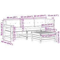 vidaXL 4 pcs conj. lounge de jardim c/ almofadões pinho maciço branco
