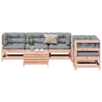 vidaXL 6 pcs conj. lounge jardim c/ almofadões madeira douglas maciça