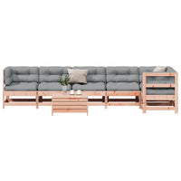 vidaXL 7 pcs conj. lounge jardim com almofadões madeira douglas maciça