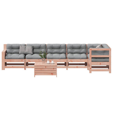 vidaXL 7 pcs conj. lounge jardim com almofadões madeira douglas maciça